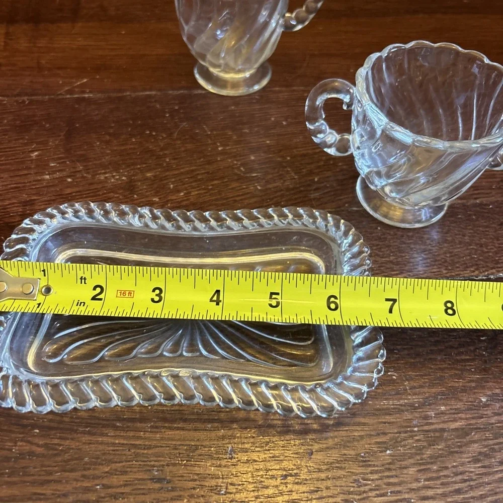 Vintage Fostoria 'Colony' Clear Cream And Sugar Set With Tray